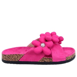 Charss Fuchsia Kork-Flip-Flops mit Kissenblumen rosa