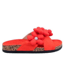 Flip-Flops aus Kork mit Kissenblumen in Charss Orange