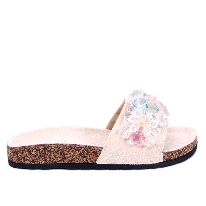 Flip-Flops aus Kork mit Steinen in Maliv Beige