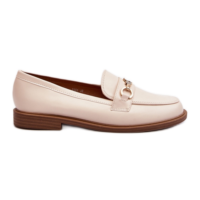 Damen-Loafer aus Öko-Leder mit flachem Absatz, Beige Vimedia