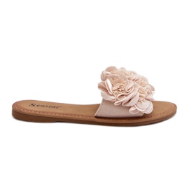 Damen-Flip-Flops mit Blumen Beige Eelfan