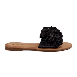 Damen-Flip-Flops mit Blumenmuster, Schwarz Eelfan