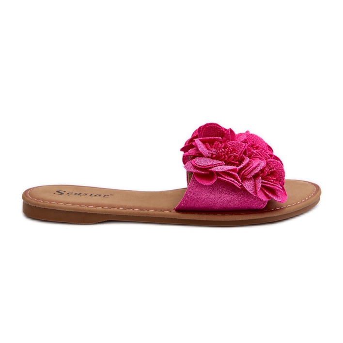 Damen-Flip-Flops mit Blumen Fuchsia Eelfan rosa
