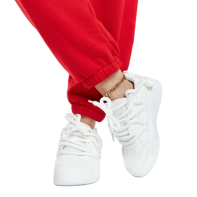 Weiße Sneakers mit Einsätzen aus Melilot-Stoff