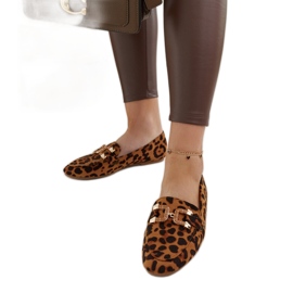 Comerio-Loafer mit Leopardenmuster und Schnalle braun