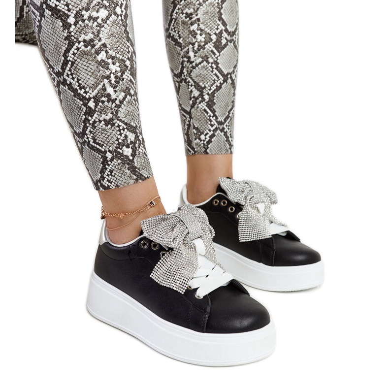 Schwarze Turnschuhe auf hohem Plateau Rensje