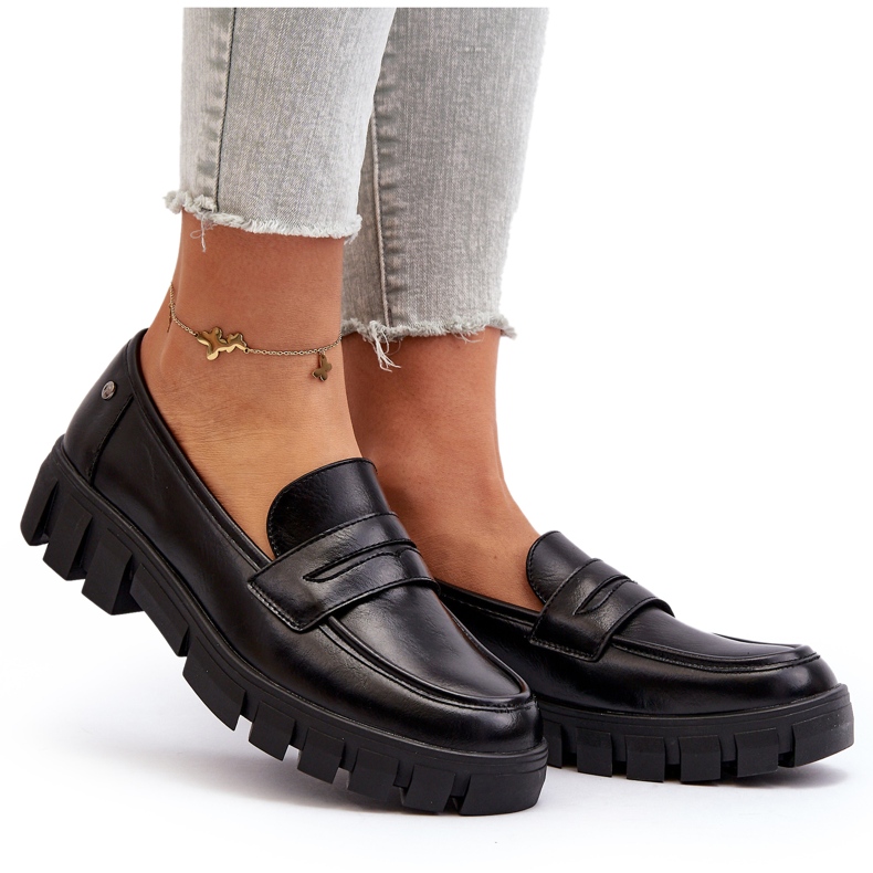 Vinceza Damen-Mokassins aus Öko-Leder in Schwarz von Seravisa