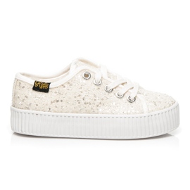 Kylie Brokat Turnschuhe mit Isolierung weiß