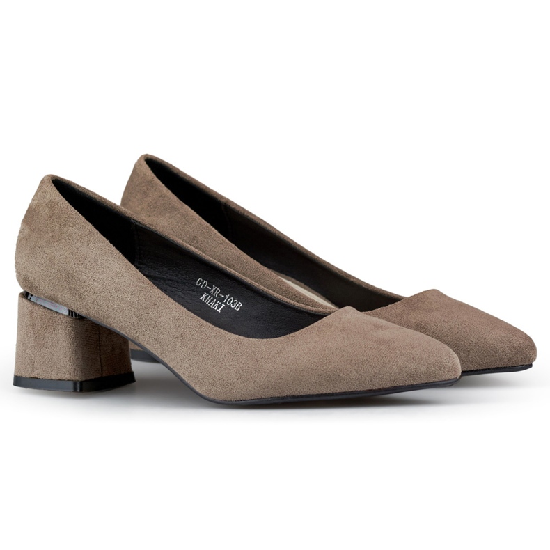 Wildlederpumps mit niedrigem Absatz, braune Pumps mit niedrigem Absatz