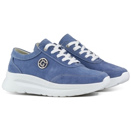 Damen-Sneaker aus Naturleder in Jeansfarbe blau