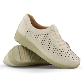 Bequeme Damenschuhe mit Gummizug beige