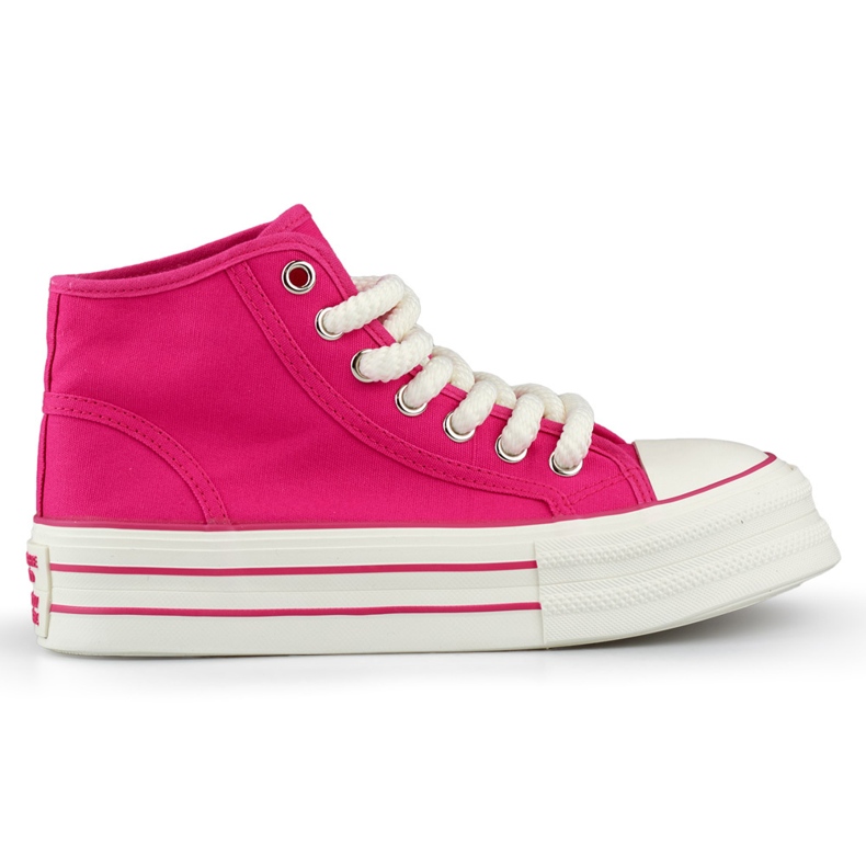 Rosa Sneaker mit dicker Sohle, High-Top-Sneaker für Damen