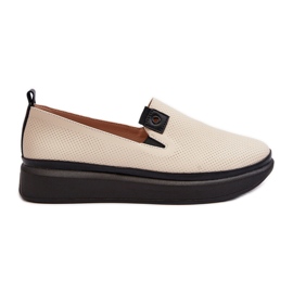 Vinceza Damen-Espadrilles aus Leder auf der beigefarbenen Plattform Tigera