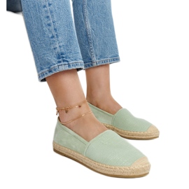 Olivgrüne Espadrilles mit Glanz auf der Ming-Plattform