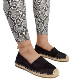 Schwarz glänzende Espadrilles mit Caithlin-Plateau