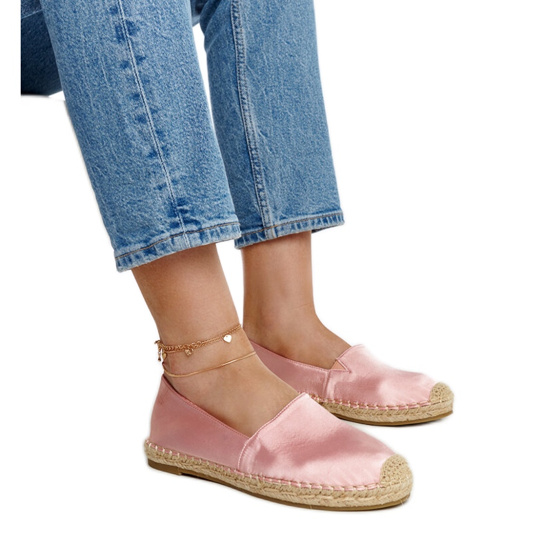 Hellrosa glänzende Espadrilles mit Caithlin-Plateau