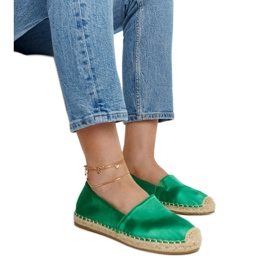 Grün glänzende Espadrilles mit Caithlin-Plateau