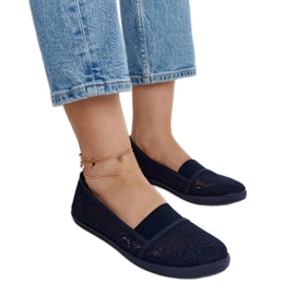 Marineblaue, durchbrochene Pfingstrosen-Sneaker