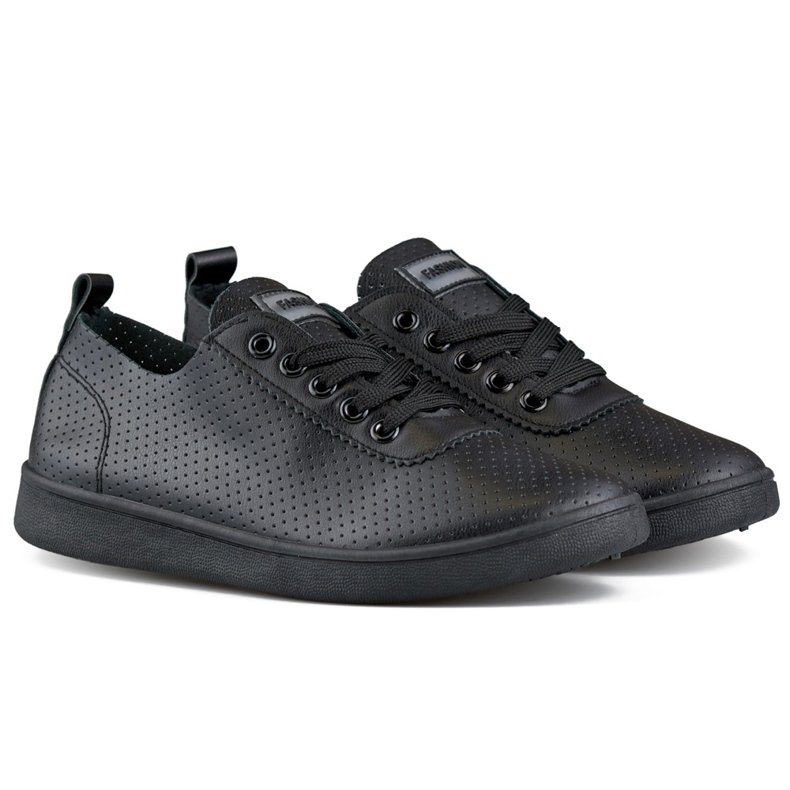 Schwarze durchbrochene Sneakers, durchbrochene Damen-Sneaker