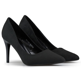 Hohe Stiletto-Pumps aus schwarzem Wildleder