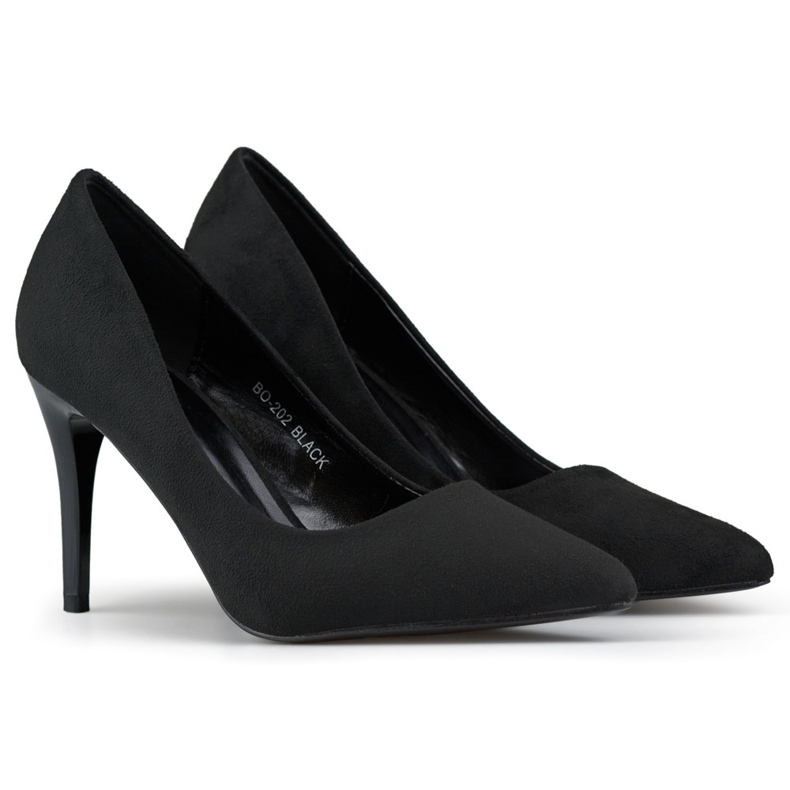 Hohe Stiletto-Pumps aus schwarzem Wildleder