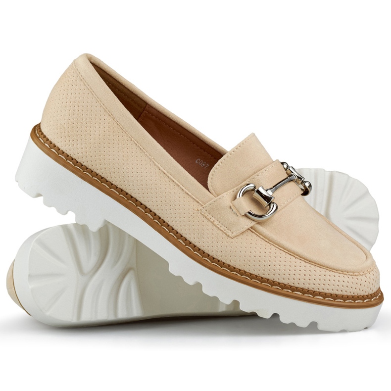 Beige Damen-Plateauschuhe