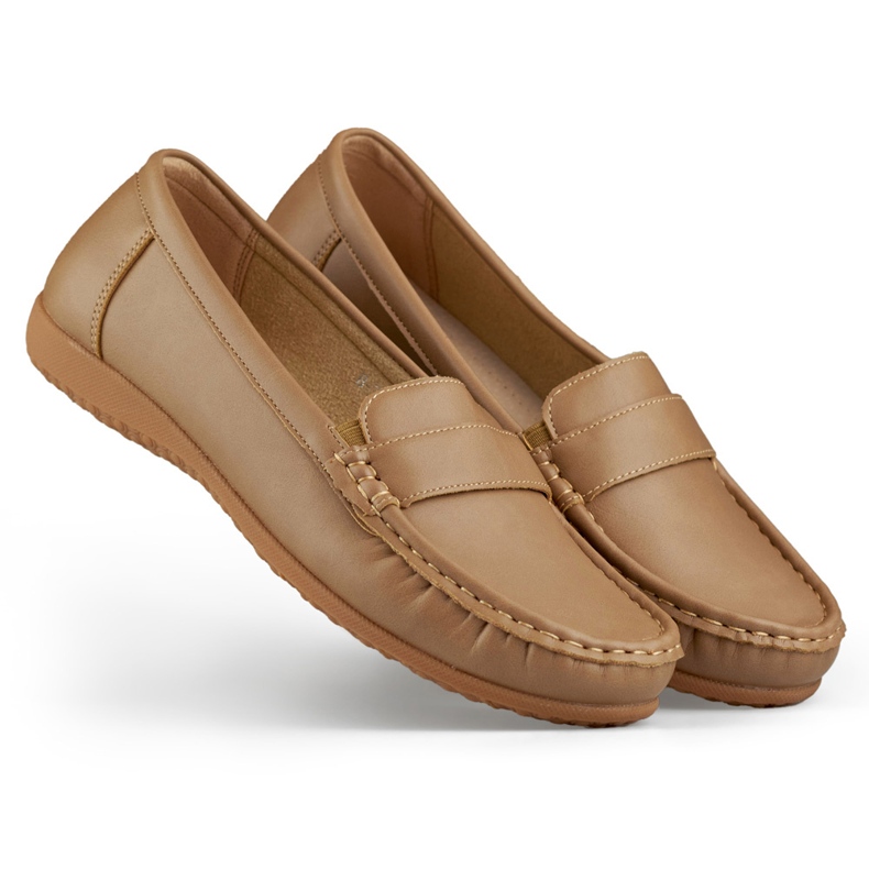 Bequeme Damen-Mokassins in Dunkelbeige
