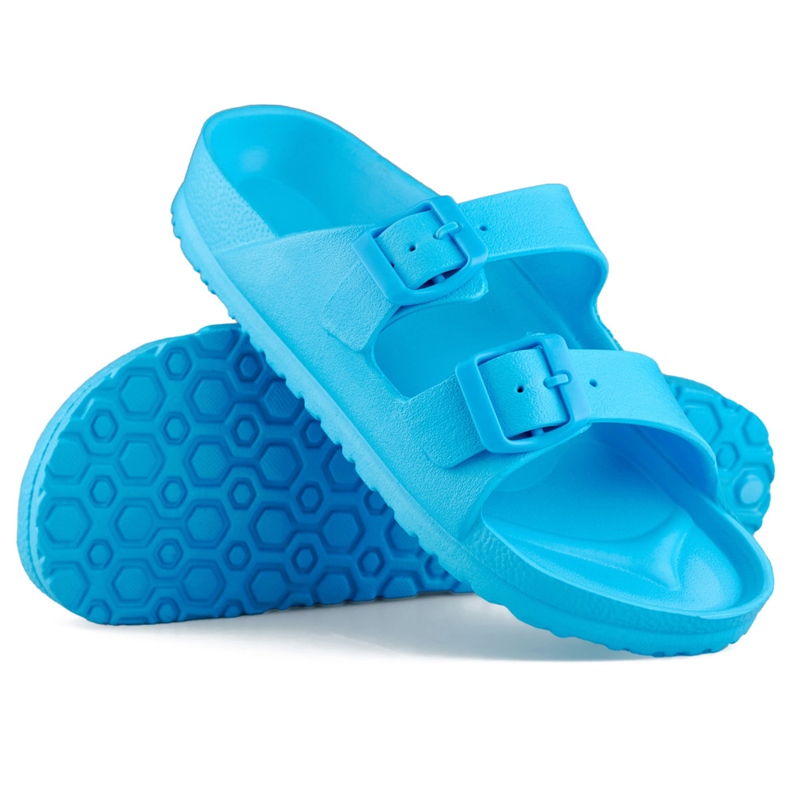 Blaue Flip-Flops mit zwei Schnallen