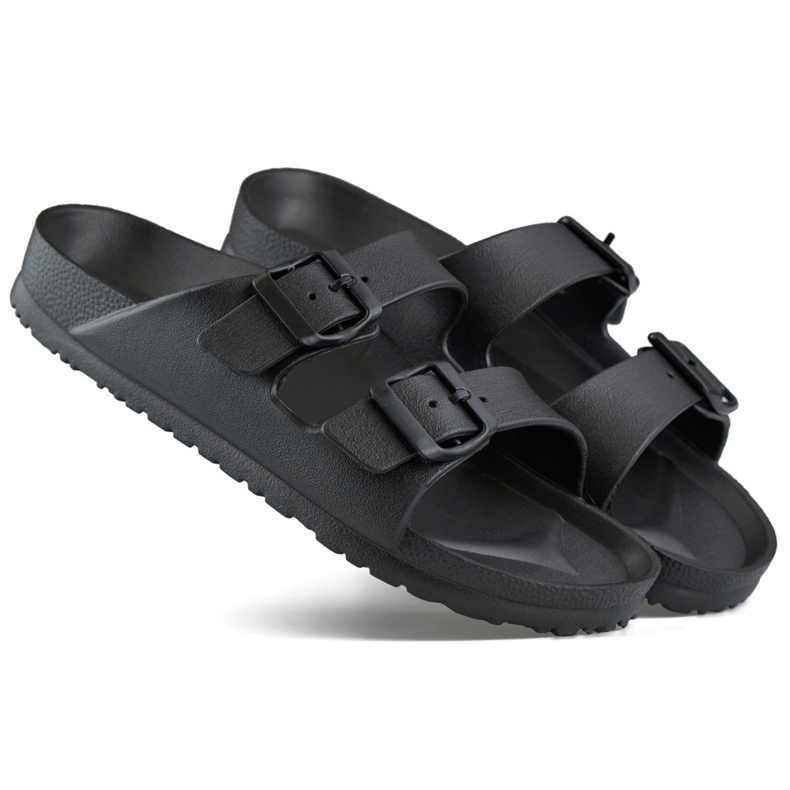 Schwarze Flip-Flops mit zwei Schnallen