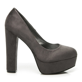 Comer Wildleder-Pumps auf einer Säule grau