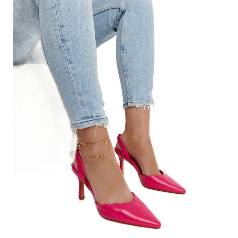 Rosafarbene Fontanile-High-Heels mit offenem Absatz