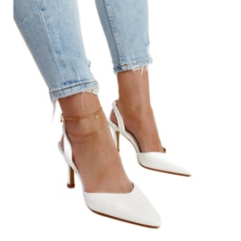Weiße Fontanile-High-Heels mit offenem Absatz