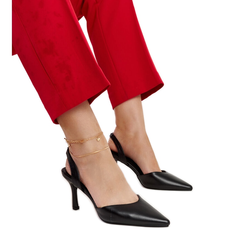 Schwarze Fontanile-Pumps mit offenem Absatz