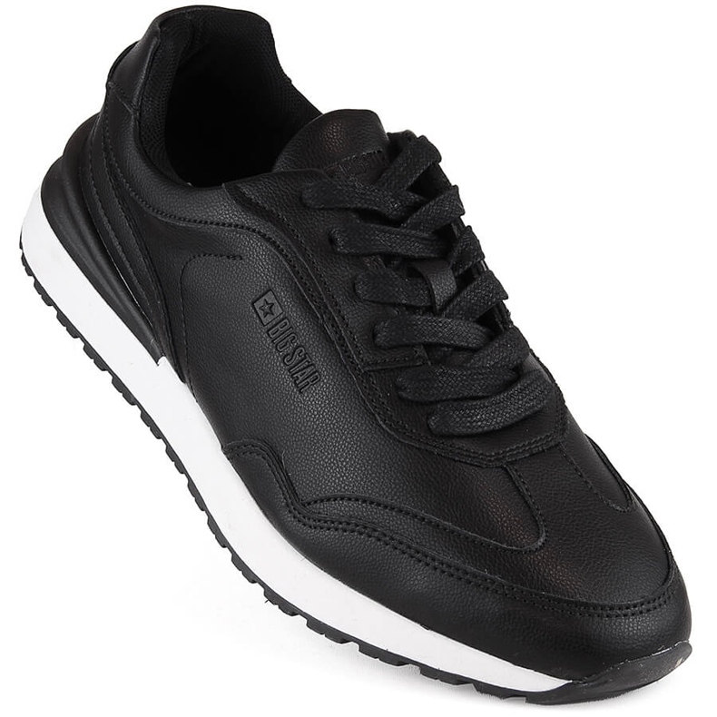 Schwarze Sport-Lederschuhe für Herren Big Star NN174287