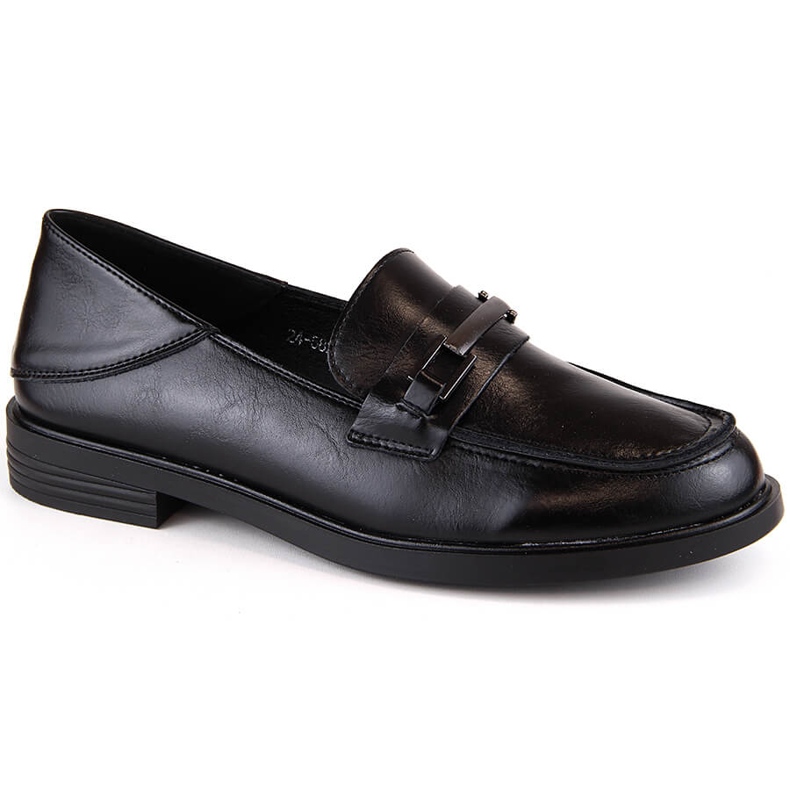 Damen-Mokassins aus Leder mit niedrigem Absatz, schwarz Vinceza 58233