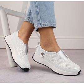 Bequeme Damen-Sport-Slipper aus Leder, weiß, T.Sokolski 456