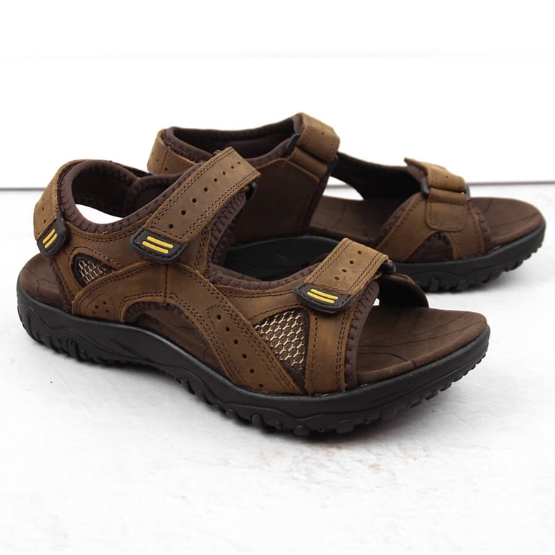 Herren-Sandalen aus Wildleder und Wildleder mit Klettverschluss, braun McKeylor 87975