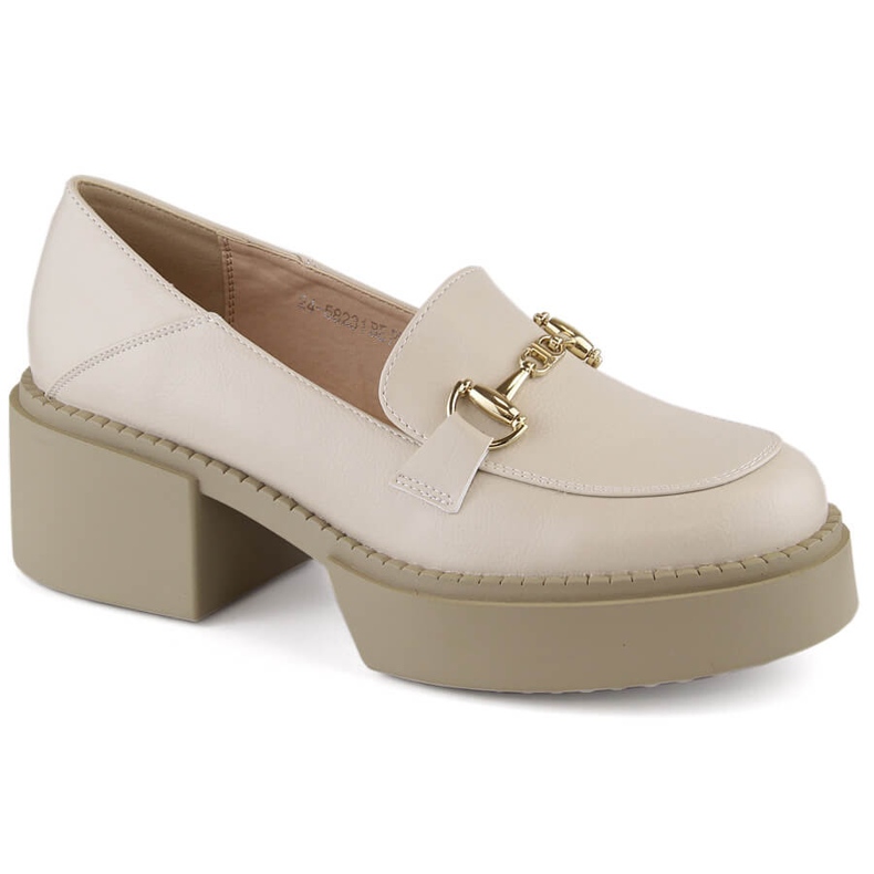Damenschuhe, Damenmokassins mit hohem Absatz und Plateau, beige McKeylor