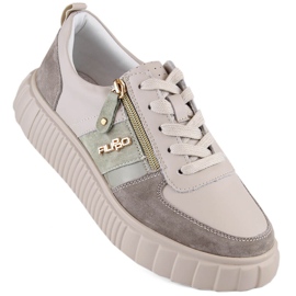 Beige Damen-Lederschuhe auf der Plattform Filippo DP6121