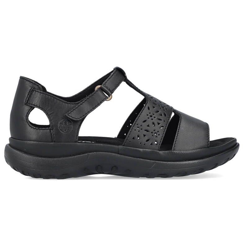 Bequeme Damen-Ledersandalen mit Klettverschluss, schwarz Rieker 64865-01