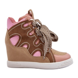 Damen-Sneakers mit Keilabsatz, Rosa, Leoppa