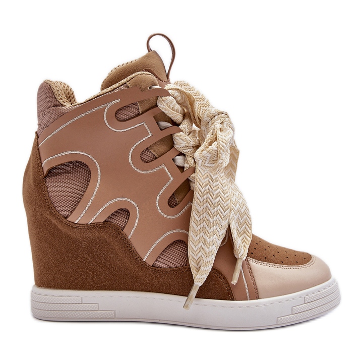 Damen-Sneakers mit Keilabsatz Beige Leoppa