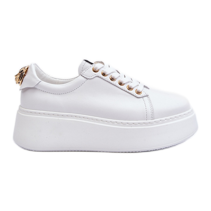 Damen-Leder-Plateau-Sneaker CheBello 4367 Weiß