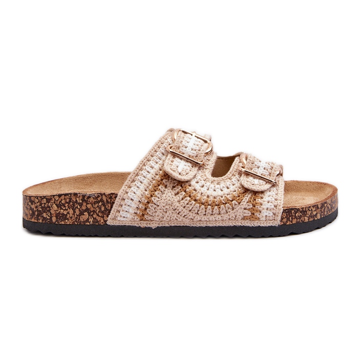 Damen-Flip-Flops mit Korksohle, Beige Fannea