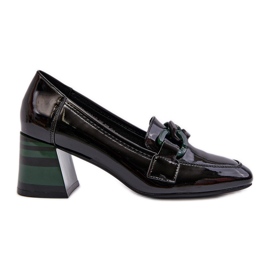 Vinceza Schwarze Paliotte-Lackpumps mit Kette