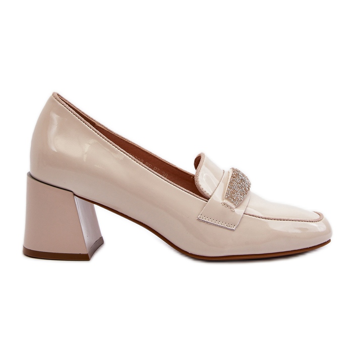 Vinceza Beige Lackpumps mit Dekoration Samassa