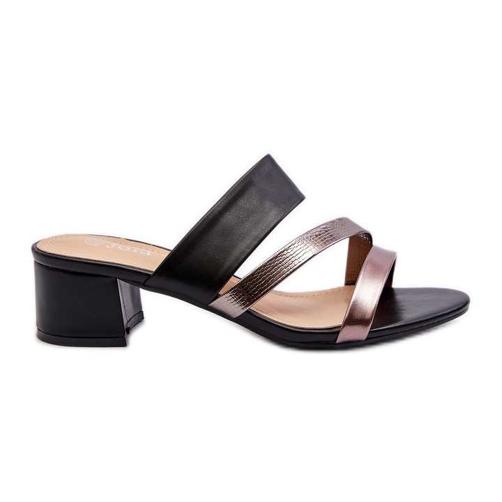 Damen-Flip-Flops mit niedrigem Absatz, Schwarz, Rosila