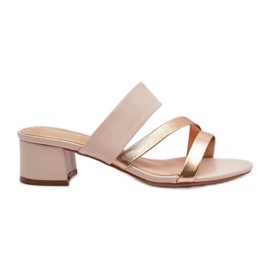 Damen-Flip-Flops mit niedrigem Absatz Beige Rosila