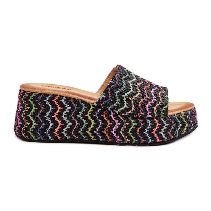 Schwarze Vanarila Wedge-Flip-Flops für Damen