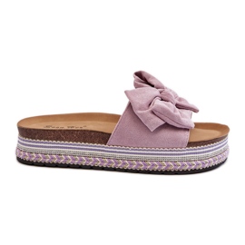 Damen-Plateau-Flip-Flops mit Schleife, Lila Evatria violett